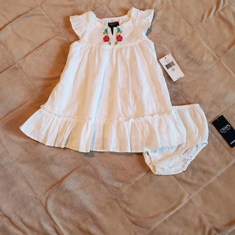 🌺🌿Chaps 12m girls dress and bloomer set🌿🌺
